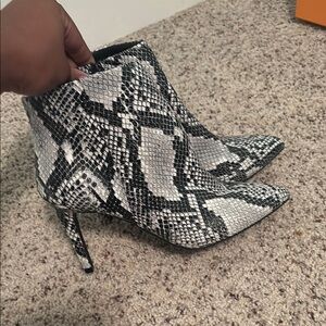 Worthington Black and White Snakeskin Ankle Boots